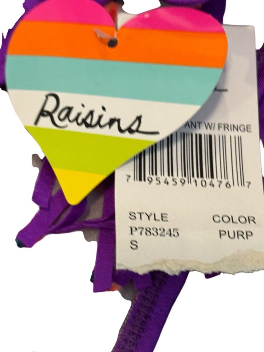 Raisins Purple Fringe Bikini Set With Beaded Accents & Parrot - Picture 4 of 7